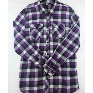 Rusty Surf Purple & Black Plaid Flannel Shirt Grunge - Mens XL / Womens XXL